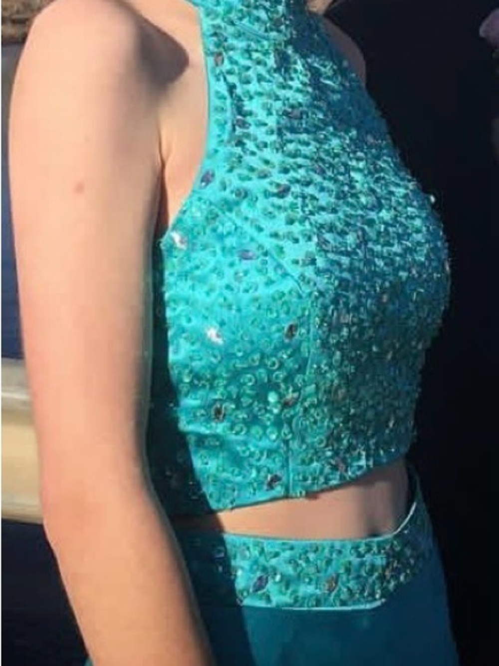 A-Line Satin Prom Skirt in Teal - Picture 9 of 11
